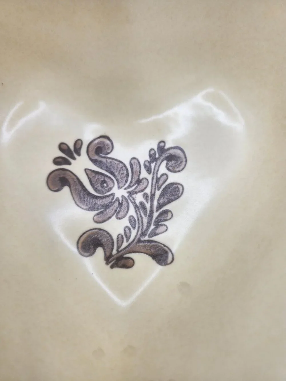 Vintage Pfaltzgraff China Heart Shaped Bowl in Village Pattern